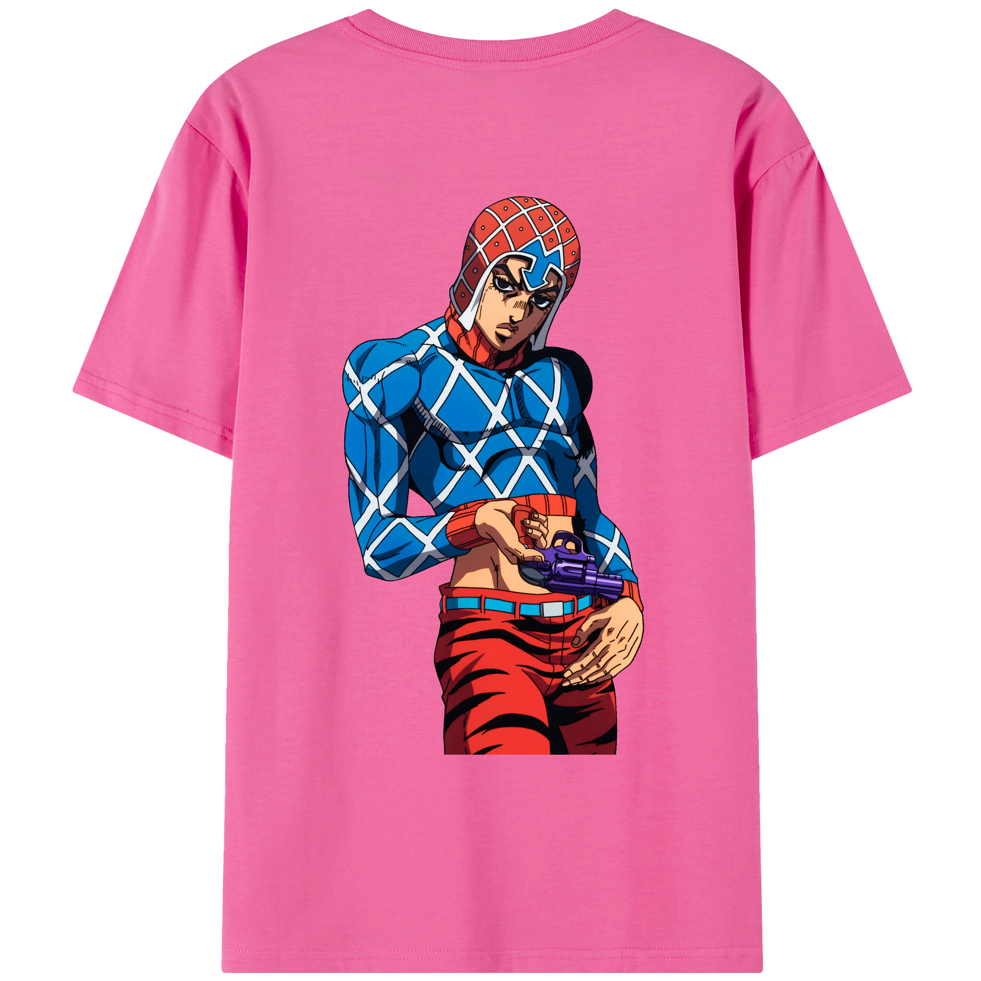 （画像用） ジョジョの奇妙な冒険 グイード?ミスタ JoJo's Bizarre Adventure Guido Mista レディース半袖Tシャツ(バックプリント)